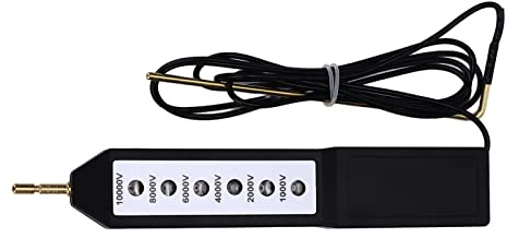 TOPINCN Testeur de Clôture électrique, Compteur de Tension Portable étanche 10KV pour Ferme, 6 Indicateurs Lumineux, Cuivre PP Durable 18x3x2.2cm