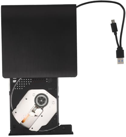 MAGICLULU Lecteur CD/DVD USB Portable, Graveur DVD Externe USB-c, Lecteur DVD D'ordinateur, Plastique et Métal, Noir, pour Tablette et CD, Lecture Audio et Vidéo, Usage Maison et Bureau