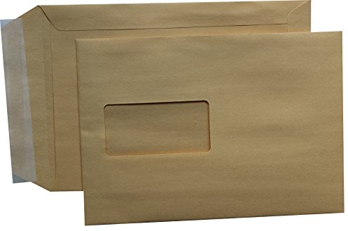 2000 St. B5 Versandtaschen braun 176 x 250 mm HK mit Fenster Briefumschlag haftklebend Kuvert