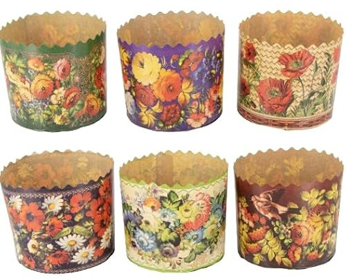 Slco Backform für Osterkuchen, 5er Set, H-8,5 cm, D-11 cm, Penettone, Einweg, Antihaft, Rund, Mehrfarbig