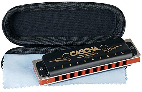 Cascha Mundharmonika G-Dur Anfänger u. Fortgeschrittene I Hochwertige 10-Loch diatonische Harmonika hervorragender Klang I Perfekte Aufbewahrung u. Pflege mit Blues Harmonika Softcase u. Putztuch