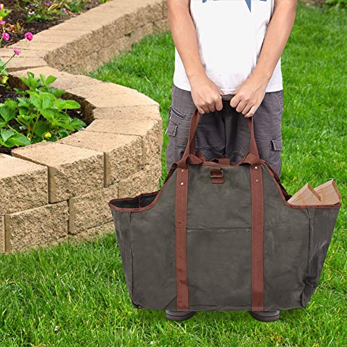 Premium Firewood Log Carrier Tote Bag - Large Thickened Canvas Wood Bag for Fireplaces, Wood Stoves, Camping, Beaches, and Landscaping