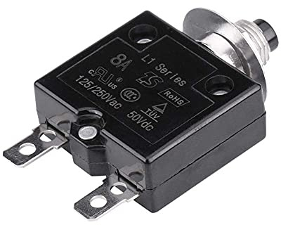EVGATSAUTO Interruttore automatico, interruttore termico a ripristino manuale Interruttore di protezione sovraccarico di corrente 5A/8A/10A/15A/18A/20A/30A (opzionale)(8A)