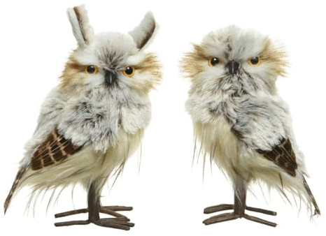 Christmas Decoration Weihnachtsfigur Eule 15cm x 1 Stück Sortiert Plüsch Kunstfell Federn Vogel Weihnachtsdeko braun