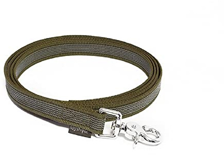 Mystique® Gummierte Leine 20mm ohne Handschlaufe Scherenkarabinerhaken (1m, Khaki)
