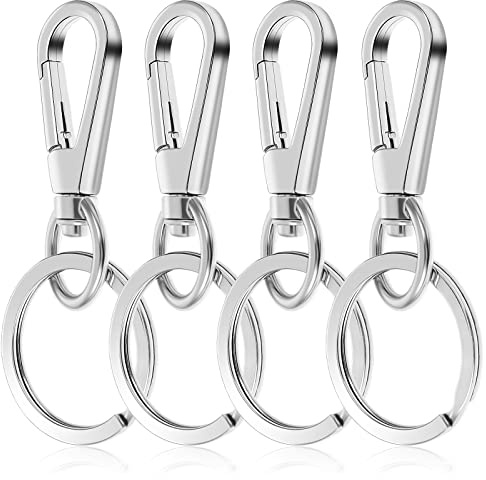 TIESOME Mousqueton Clips Métalliques Porte-clés - 4 PCS Chaîne Crochets Organisateur pour Clés de Voiture avec Support et Trousseau Clasps