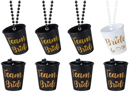 JUSTOTRY 8 Stück Bride to Be Glas für Junggesellenabschied Frauen- 1Weiß Braut und 7 Schwarz Team Bride für Bachelorette Party Accessories und JGA Frauen Deko