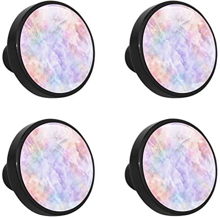 suojapuku Schrankknöpfe Schubladenknöpfe Schrankgriff Kommode Knöpfe,Regenbogen-Aquarell-Marmor,4 Stück Kristallglas-Dekorgriffe