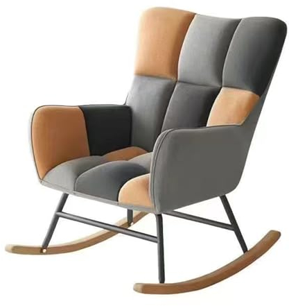 LOERSS Sessel, Moderner Gepolsterter Schaukelstuhl Mit Hoher Rückenlehne, Schaukelstuhl Mit Fußstütze, Gepolsterte Schaukelstühle Für Kinderzimmer, Glider Rocker, Wohnzimmer-loungesessel
