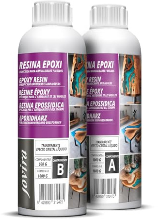 JOVIRA PINTURAS Resina Epoxi Transparente. Para manualidades, obras de arte, madera, mesas creativas madera, joyería artística, artesanía creativa, bricolaje. (1,6 Kilos, Paquete de 1)
