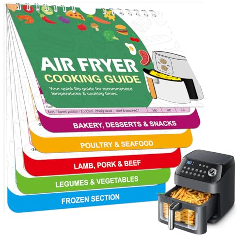 Air Fryer Recipe Book, Air Fryer Cookbook, Air Fryer Cheat Sheet Magnets Cooking Guide Booklet with Food Cooking Times & Temperature, Air Fryer Cooking Guide for Beginners