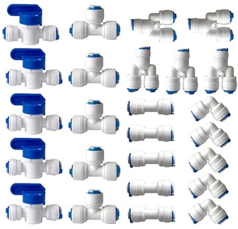 Guolich Side by Side Kühlschrank Zulaufrohr Universal Anschluss-Set, Wasseranschluss (1/4 Zoll) für Umkehrosmoseanlage Trinkwasser, Kühlschrankschlauch, Wasserleitung Kunststoff-Stecksystem (1/4 Zoll)