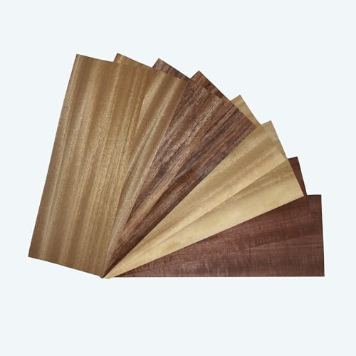 MiaProducts Lot de 8 feuilles de placage en bois (44 x 16,14,12 cm) non collées pour la restauration de meubles pour travaux manuels, arts et projets de maison (assorti)