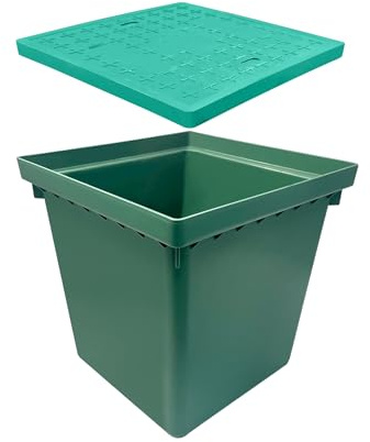 Natotela 20x20x20in Underground Splice Boxes W/FRP Inspection Lid Large Enclosure Pit Precast Polyethylene Distribution Pull Box Access Electrical Junction Drillable Tapered Wiring Cable Chamber