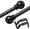 Gardinenstange, Einzelne Gardinenstangen für Fenster 76-226 cm, 1,6 cm dekoratives Vorhangstangen-Set, mattschwarze Spleißmetall-Vorhangstangen mit Halterungen