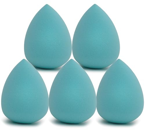Intirilife 5er Set Make Up Schwamm Beauty Ei Hell Blau – Weicher Makeup Sponge für Foundation, Concealer & Puder, Blender, Schminkschwämmchen für Flüssig Make-up & Creme Grundierung