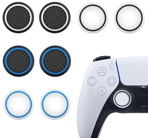 UEAVOID 4 Paires de Capuchons de Joystick en Silicone pour Manette de Jeu PS5 / PS4 / PS3 / PS2 / Xbox 360 / Xbox One, Besseren Grip und Schutz der Sticks, Quatre Couleurs, Deux chacune