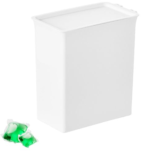 Hält Pods Aufbewahrungsbox für Waschmittel, weiß platzsparender Wäschebehälter Organisationshalter mit Deckel für die Waschküche zu Hause, Tabletten, Kapseln, Pulver (1 Stück)