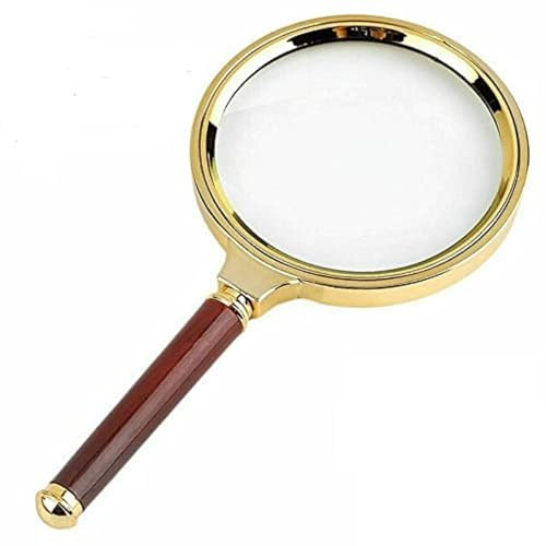 15x Handheld Magnifier, 60mm Wooden Handle Magnifying Glass for Reading, Learning, Repair - Antique Style