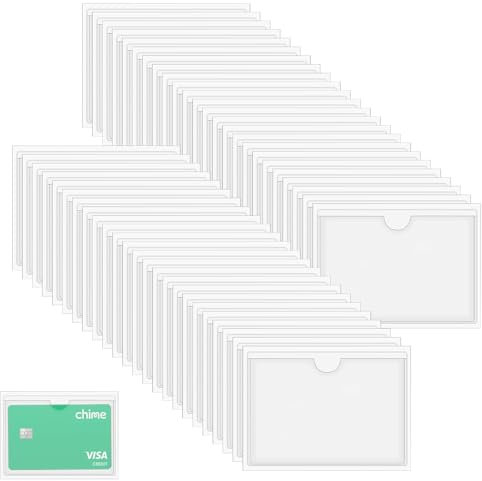 50 Stück Etikettenhalter Selbstklebend (60mm * 100mm) Transparent Design Visitenkartentaschen Selbstklebend Wasser und Staubdicht Etikettenhalter für Büro Organisieren und Sortieren