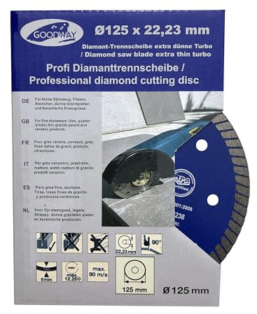 Profi Diamant-Trennscheibe ultra dünn, Ø 125 mm x 22,23mm, Fliesenscheibe/Fliesentrennscheibe