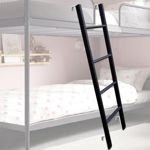Scala universale a castello in metallo nero con 4/5 gradini con gancio multifunzione per letti a soppalco di casa, altezza 149,9 cm