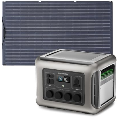 ALLPOWERS R2500 V2 Solargenerator 1920Wh mit SF200 200W Solarpanel, 2500W AC Ausgänge,1 Std 100% Schnell Aufladen Akku,Tragbare Powerstation mit Solarpanel für Stromausfall Camping Wohnmobil Notfälle