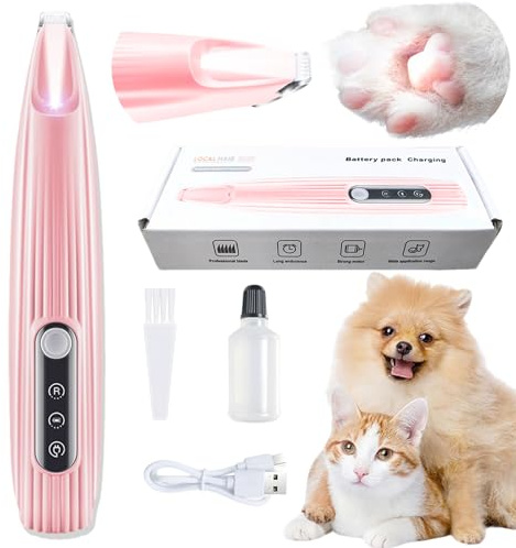 Upgraded Dog Paw Trimmer,Waterproof Rechargeable Pet Shaver(LED + Display),10MM Low Noise Blade for Dogs/Cats Paws Eyes Ears, Ideal for Pet Beginners、Multi-Pet Families(Brus,Lubricant,USB Cable