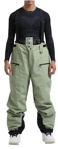 Men's Ski Bib Waterproof Snow Pants UK Sale Clearance Men Thicken Ski Suit Overalls Windproof Snow Bibs Baggy Snowboard Ski Bibs Pant Outdoor Snowboarding Trousers, Adjustable Elastic Straps