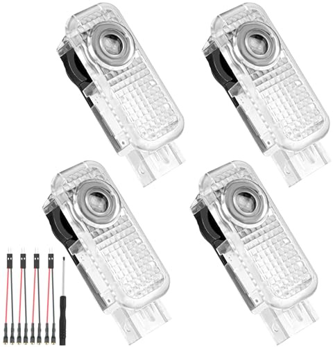 Kairiyard Set di 4 luci per porte con proiettore logo, illuminazione di ingresso con logo, accessori per luci porta auto per A1/A3/A4/A5/A6/A7/A8/Q2/Q3/Q5/Q7/Q8/TT/R8