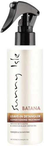 Sunny Isle Batana Leave-In Detangler Conditioner 8oz Infused with Biotin and Jamaican Black Castor Oil