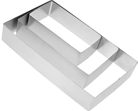 SOLUSTRE 3pièces Moule Pâtisserie INOX Anneaux Mousse Rectangulaires Découpe Gâteau Tiramisu Professionnel Réutilisable pour Biscuits Et Fromage