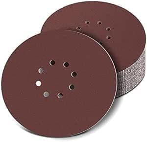 30Pcs 225mm Sanding Discs 40/80/120/180/240 Grit for Plasterboard, Skimming & Paint Removal, 9Inch 8 Holes Hook and Loop Sandpaper Pads for Drywall Sander & Long Neck Sander