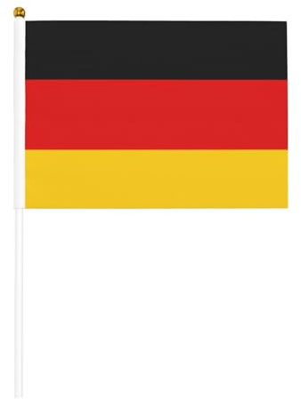 Petits drapeaux allemands sur bâtons – Durable 14 x 21 cm Mini drapeaux pour cour, jardin et décoration extérieure, lot de 6 et 12
