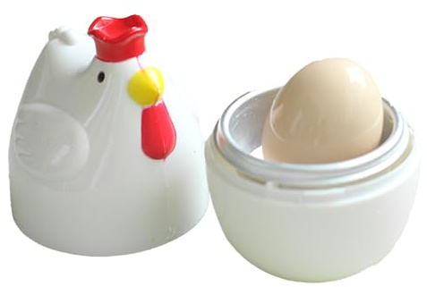 Pocheuse à œufs pochés au micro-ondes - Portable en forme de poulet - Antiadhésive - Cuiseur vapeur rapide pour le petit déjeuner - Cuisson à la vapeur - Omelette bacon - Friteuse à pommes de terre