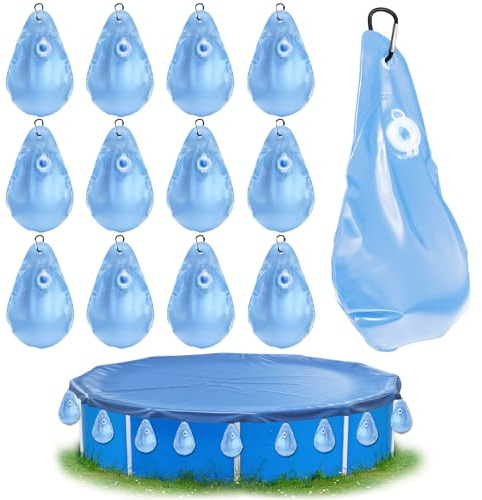 TZEKING Poolabdeckung Gewichte Wassersack,12PCS Pool-Wasserbeutel,Pool Beschwerungssack,Winter Pool Abdeckplane Beschwerungssack,Pool Wandtaschen,Schwimmbadabdeckung Hängende Tasche,für Poolabdeckung