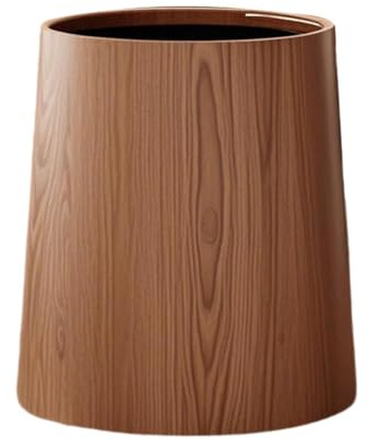 F Fityle Poubelle Amovible en Imitation Bois, Poubelle à Double Couche avec Grande Ouverture, Corbeille à Déchets en PP pour Hôtel, Salle de Bain, Chambre et Bureau, L, Marron