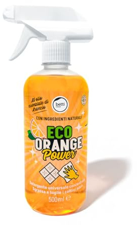 Betti Clean - ECO ORANGE POWER 500ML Sgrassatore Universale Bagno e Cucina, Detersivo Pavimenti Profumato, Detergente Concentrato Sgrassa e Toglie i Cattivi odori.