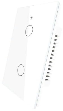 Interruptor táctil de pared Matter WiFi 2.4G, para caja 503, 2 teclas, rectangular 120 x 72 x 38 mm, APP TUYA Smart Life, cristal templado blanco