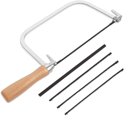 1 Set Coping Saw for Woodworking with 4 Blades, Professional Fret Saw for Detailed Wood Cutting, Mini Hand Coping saws Blades for Model Making and Furniture Construction, Decorative Woodworking