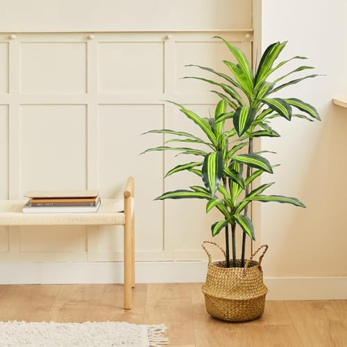 BLAINE | Dracena Variegata 90cm | Plantas Artificiales Decorativas | Planta Artificial Grande | Plantas Artificiales para Interior/Exterior | Planta Artificial Realista Decorativa para Casa