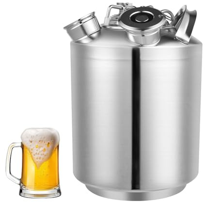 10L Stainless Steel Beer Cleaning Barrel - 3 Head Cleaning Can with Lid Multifunctional Cleaner for Home Beer Dispenser Perfect for Homebrewers and Draft Beer Systems