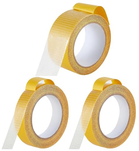 Double Sided Carpet Tape, Carpet Tape Double Sided Heavy Duty with Strong Adhesive Power for Solid Wood Floors, Tiles, Laminate Flooring, Easy Use Transparent Tape, No Residue, 50MM x 25M, 25MM x 20M