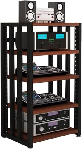 Estantería HiFi de 5 niveles, soporte amplificador ajustable, almacenamiento multimedia para altavoces, impresoras y equipos de audiovideo, organizador de cine para el hogar y la oficina