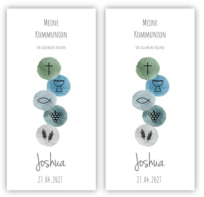 VILLA ROSA LOTTA 2x Kerzen Tattoo zur Kommunion Erstkommunion Bastelset - DIY Kerzenfolie bedruckt - Kreative Kerzen Tattoo Kommunion, Taufe - Individuell Personalisierte Kerzenfolie