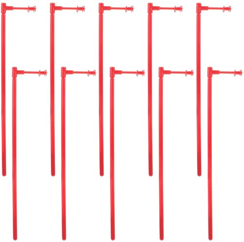 Healifty Tiges pour Fabrication de Moulinets à Vent en Plastique Rouge, Kit de 10 Pièces Réutilisables, Accessoires DIY pour Moulins à Vent Portatifs, Décoration Extérieure et Jardin