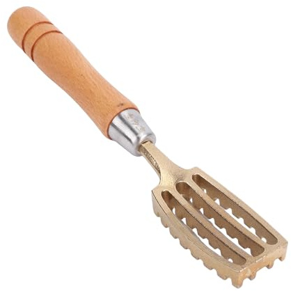 Walmeck Squamapesci Ad Alta Efficienza per Risparmiare Manodopera in Rame con Comoda Maniglia in Legno per Utensili da Uso Domestico e Professionale