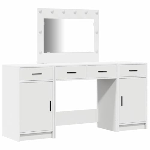 Mokuyary Tavolo da toilette con cassetto 3 pezzi bianco legno di ingegneria, tavolo da toeletta trucco per camera da letto
