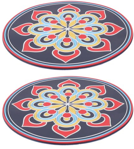 UKCOCO 2 Stück Untersetzer für Getränke und Klangschalen Pads aus Pvc mit Bequemer Textur und Rutschfester Unterseite Vielseitig Einsetzbar als Bürodekoration und Yoga Zubehör