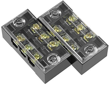 sourcing map 2 Pcs Dual Rows 3 Positions 600V 15A Cable Barrier Block Terminal Strip TB-1503L